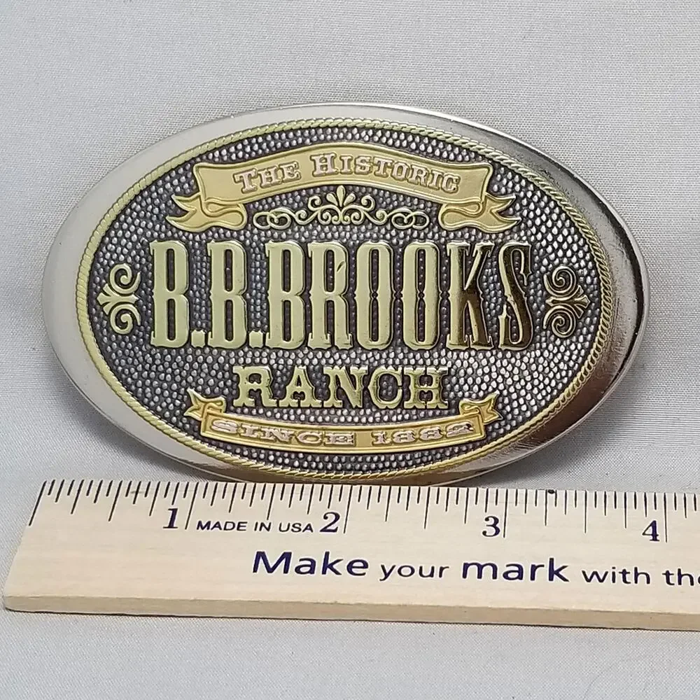 Vintage B.B.‎ Brooks Ranch Belt Buckle The Historic Since 1882 Oval